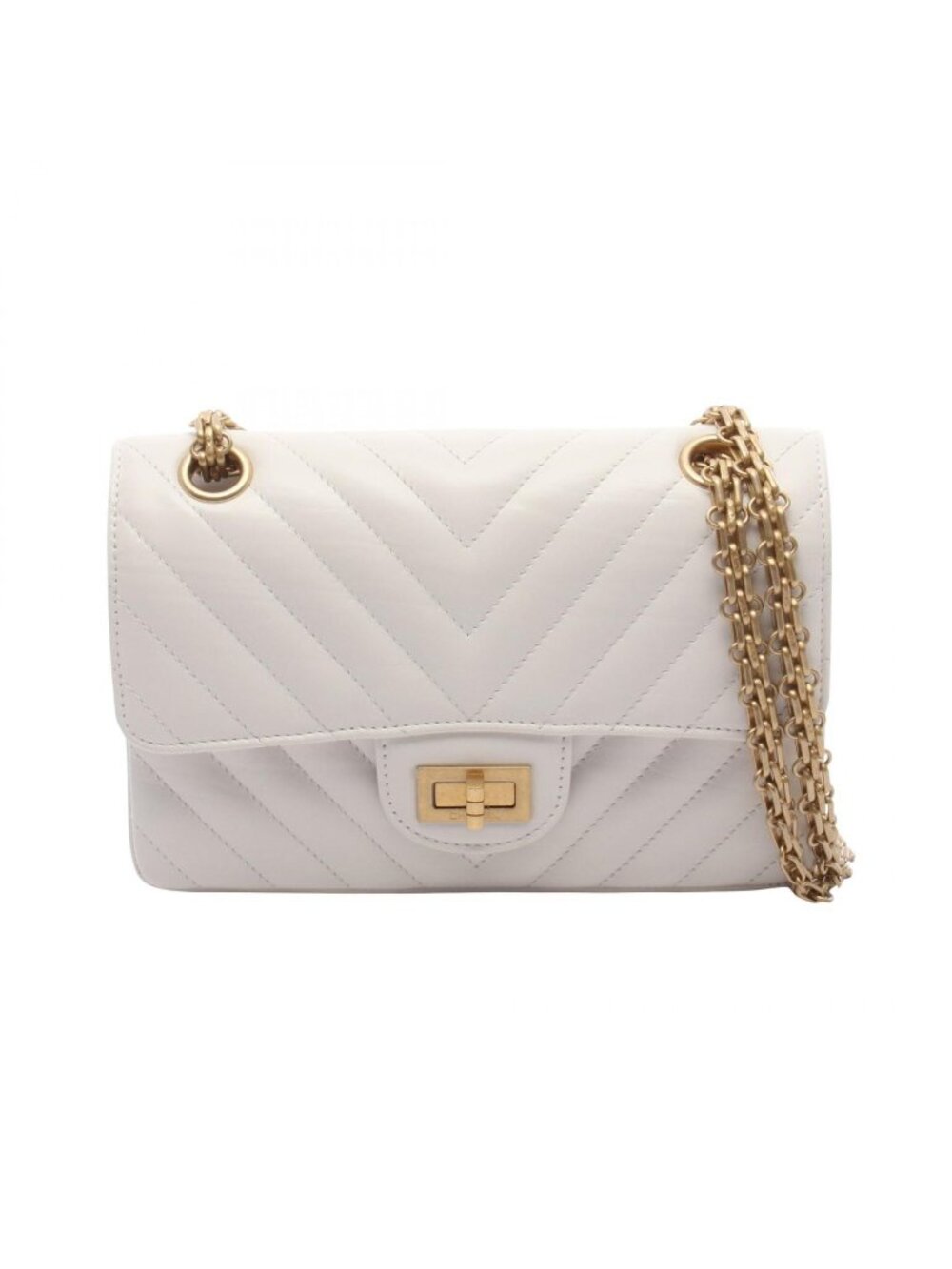 Chanel Shoulder Bag 2.55 Blanc Stitch White Leather Chain